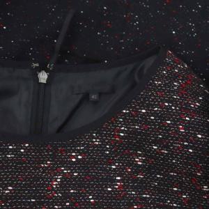 TO BE CHIC タックツイードワンピース ひざ丈 長袖 42 黒 白 赤