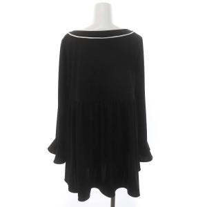 TO BE CHIC グレースフルスムースフレアーチュニック ブラウス 長袖 40 黒 白 ブラック ホワイト