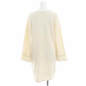 TO BE CHIC ウール ニットチュニック ひざ丈 長袖 プルオーバー モヘヤ混 42 L アイボリー