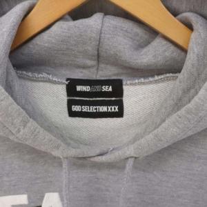 WIND AND SEA プルオーバーパーカー  スウェット 長袖 フード ロゴ刺繍 S グレー 黒 オフホワイト