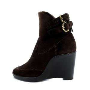 Salvatore Ferragamo ショートブーツ ウェッジソール スエード 5 22.5cm 茶 ブラウン /AK10