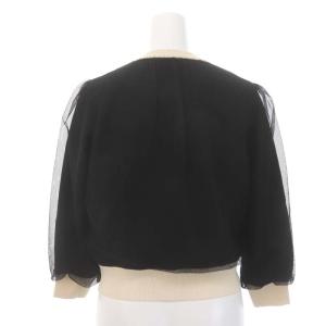 ANAYI 23AW チュールレイヤードバイカラーカーディガン ニット 七分袖 36 黒 ブラック アイボリー