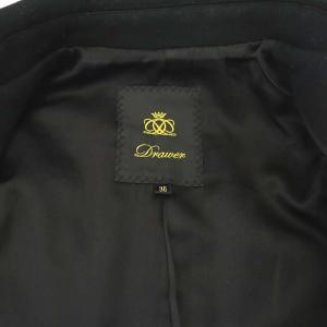 Drawer ウール Pコート アウター ミドル 金ボタン 36 S 黒 ブラック