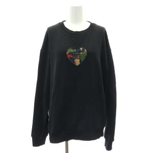 スウェット トレーナー クルーネック プルオーバー ハートカモフラージュ ロゴ 44 M 黒 ブラック