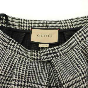 GUCCI ウール 千鳥柄 ハーフパンツ 36 ブラック ホワイト 718326