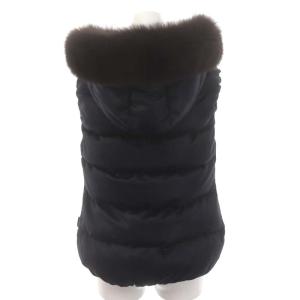 DUVETICA GOCCIA ファーフードダウンベスト アウター フード ジップアップ ウール 40 黒 ブラック