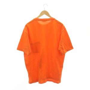 HERMES Hロゴ 鹿の子 クルーネック 半袖Tシャツ カットソー L オレンジ