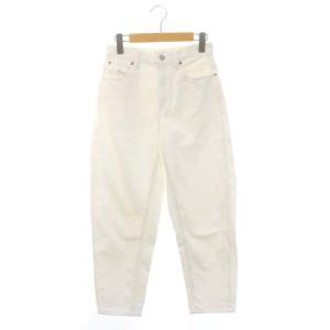 テーパードデニムパンツ ジーンズ ストレッチ 25R 白 ホワイト