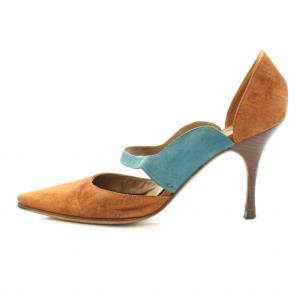 MANOLO BLAHNIK パンプス ポインテッドトゥ ハイヒール スエード 35.5 23cm 茶 ブラウン