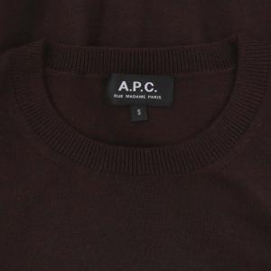 A.P.C. 近年モデル Axel ロゴ刺繍 ニット セーター ウール 長袖 S ダークブラウン