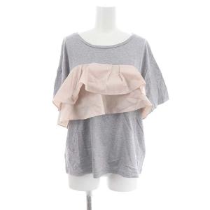 フリルレイヤードTシャツ カットソー 半袖 36 杢グレー スモークピンク