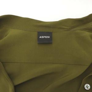 ASPESI シルク タイカラー ブラウス 長袖 ボウタイ 40 L カーキ