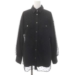 23SS チュールレイヤードシャツ カジュアル 長袖 ドット 36 S 黒 ブラック