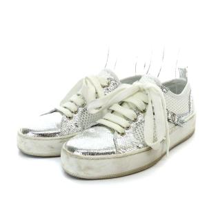 Sergio Rossi sr Mini Prince Sport スニーカー ローカット スネークプリント 37 24cm シルバー色