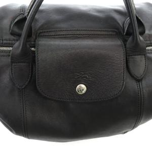 Longchamp LE PLIAGE CUIR トートバッグ ショルダーバッグ 2way レザー 黒 ブラック