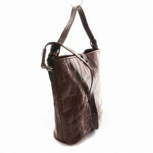 Mulberry ハンドバッグ ショルダークロコ 型押し スクエア型 2way 茶 ブラウン