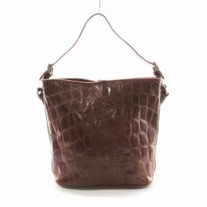 Mulberry ハンドバッグ ショルダークロコ 型押し スクエア型 2way 茶 ブラウン