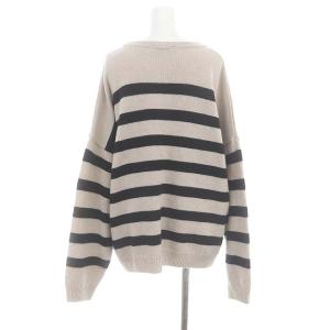 JOHN SMEDLEY ウールカシミヤボーダーニット セーター 長袖 M/L モカ 黒 ブラック