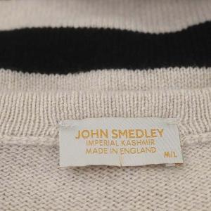 JOHN SMEDLEY ウールカシミヤボーダーニット セーター 長袖 M/L モカ 黒 ブラック