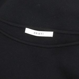 ANAYI 22AW プリーツコンビニットワンピース ロング丈 ミモレ丈 長袖 ボートネック ウール 38 M 黒 ブラック