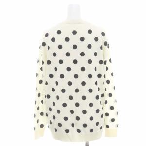 VALENTINO ドット柄Vネックニット カットソー 長袖 XS オフホワイト 黒 ブラック