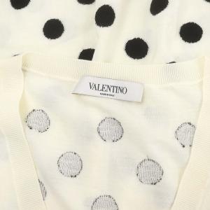 VALENTINO ドット柄Vネックニット カットソー 長袖 XS オフホワイト 黒 ブラック