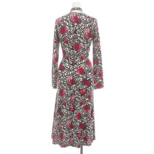 DIANE von FURSTENBERG 総柄 Vネックワンピース ロング 長袖 XXS マルチカラー