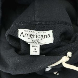 AMERICANA ロゴ パーカー スェット トレーナー 長袖 フード プルオーバー XS 紺 ネイビー 白 ホワイト
