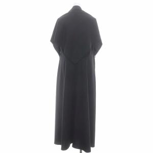 ebure ポリウールツイル スカーフ付ノースリーブワンピース ジャンパースカート ロング 38 ブラック