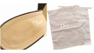 Christian Dior パテントレザー エナメル加工 ポインテッドトゥ ロゴ ストラップ パンプス 36.5 ブラック