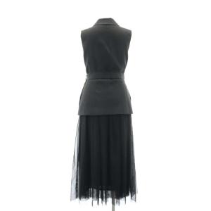 Diagram GRACE CONTINENTAL 24SS テーラーチュールワンピース ドッキングワンピース ロング ノースリーブ 36 ブラック