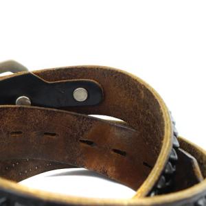 HTC 4連スタッズ レザー ベルト 34 黒 ブラック