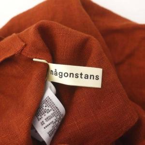 nagonstans エプロンワンピース ロング ノースリーブ リネン 36 茶 ブラウン