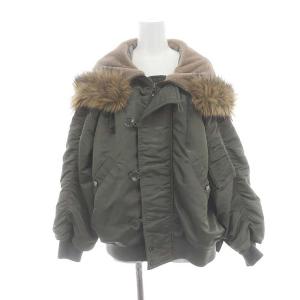 バックプリーツN2B ジャケット アウター ブルゾン フード フェイクファー 36 カーキ