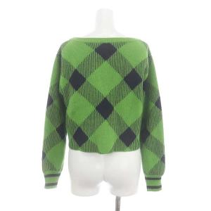 Diagram GRACE CONTINENTAL チェックニットトップ セーター 長袖 アンゴラ混 ショート丈 36 S 緑 グリーン 黒 ブラック 38443124
