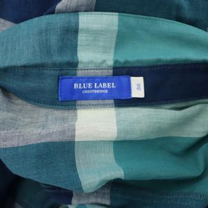 BLUE LABEL CRESTBRIDGE シアー チェック ワンピース シャツワンピース 長袖 ロング 38 緑 青 ブルー グリーン