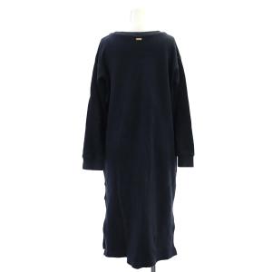 BLUE LABEL CRESTBRIDGE サーマルワンピース ロング 長袖 ストレッチ コットン 38 紺 ネイビー