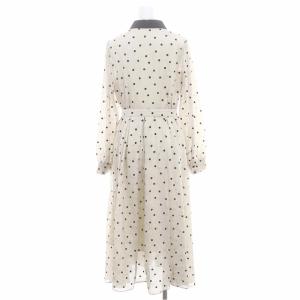 Diagram GRACE CONTINENTAL 22AW キカフロッキープリントワンピース ロング丈 ミモレ丈 長袖 インナー付き ベルト付き ドット柄 36 S ベージュ