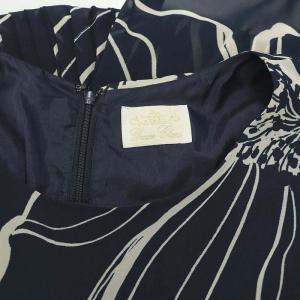 Grace Class ノースリーブワンピース プリーツ 膝丈 総柄 36 紺 白 緑