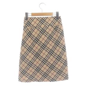 BURBERRY BLUE LABEL ウール ノバチェック スカート タイトスカート ひざ丈 38 ベージュ