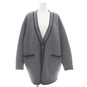 Smoothライン Vネックカーデ カーディガン ウール混 ロング 長袖 厚手 F グレー