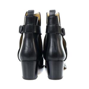 HERMES ブーツ ショート ハイヒール ベルトデザイン レザー 36 ブラック