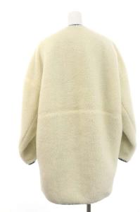 nagonstans ボア リバーシブル ジャケット アウター ブルゾン ノーカラー 36 S 緑 グリーン 白 ホワイト