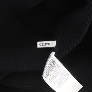 CELFORD 22AW 襟付きニットワンピース ロング ミモレ丈 長袖 36 黒 白 ブラック ホワイト