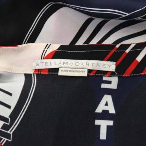 STELLA McCARTNEY ブラウス シャツ 長袖 プルオーバー 総柄 シルク 44 白 赤 紺 黒