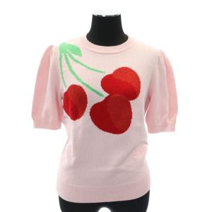 Cherry Sweater 半袖ニット セーター クルーネック S ピンク NJMUB308