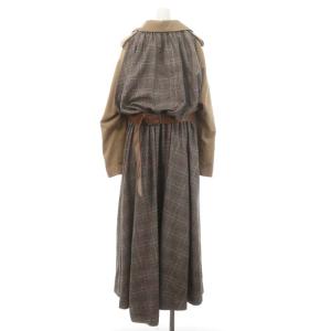 Ameri VINTAGE BALLOON CHECK GATHER JK コート トレンチ ロング 切替 ベージュ