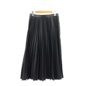 ANAYI 23AW レザーライクプリーツ スカート ロング ミモレ丈 38 黒 ブラック