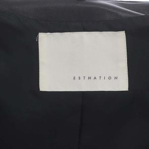 ESTNATION ラムレザー ノーカラージャケット 羊革 フォックスファー ジップアップ 36 黒 ブラック