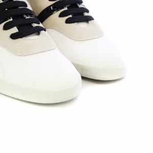 Sergio Rossi ハイカットスニーカー シューズ レースアップ レザー スエード 37.5 24.5cm 白 ホワイト 黒 ブラック